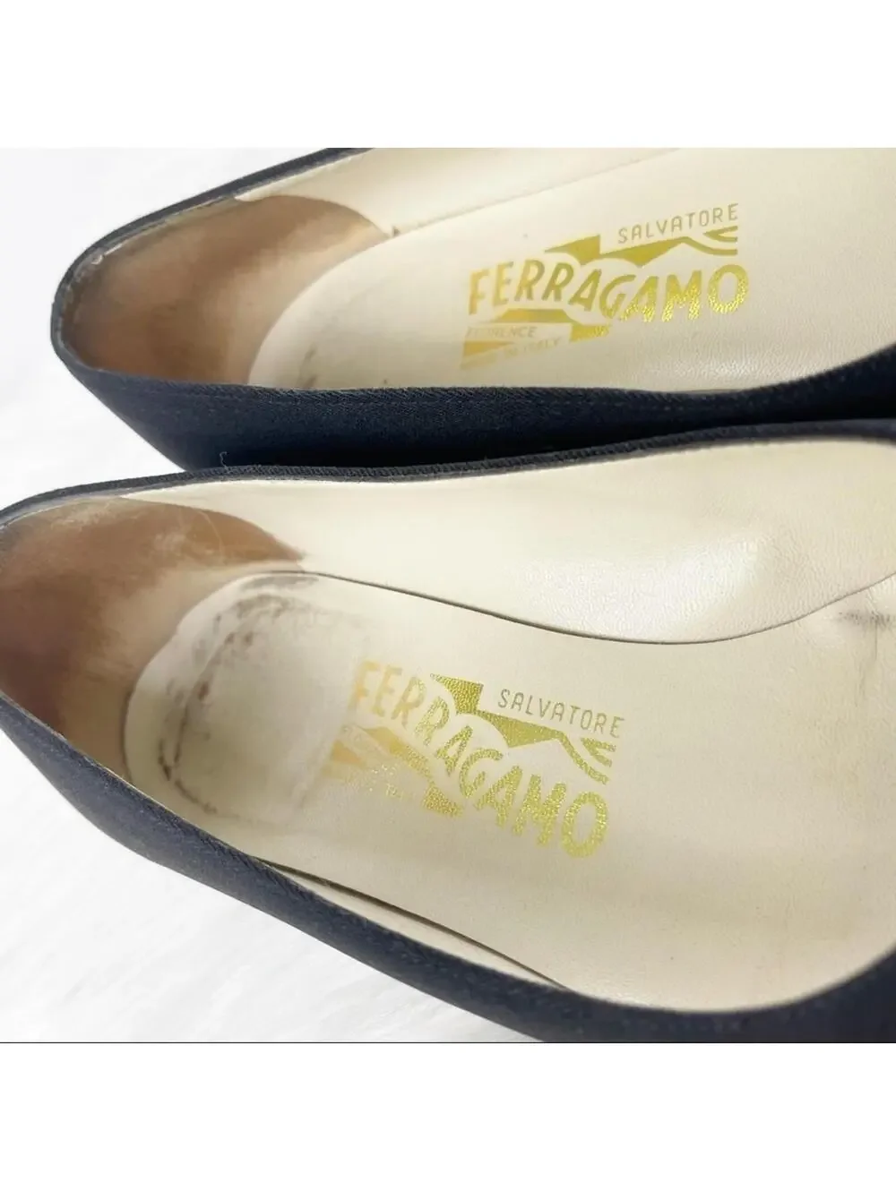 Salvatore Ferragamo Black Cap-Toe Heels 6.5 B